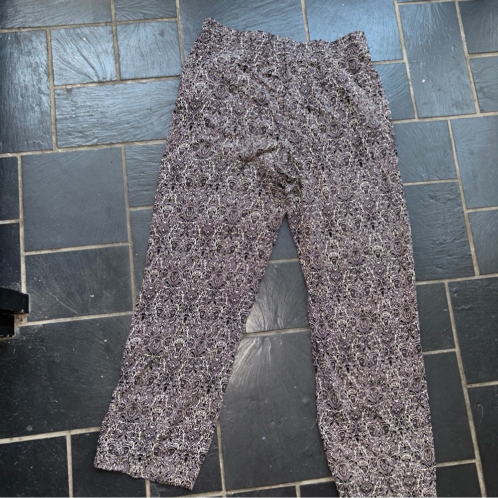 Coral bay black brown damask pattern casual comfy dress pants medium women’s